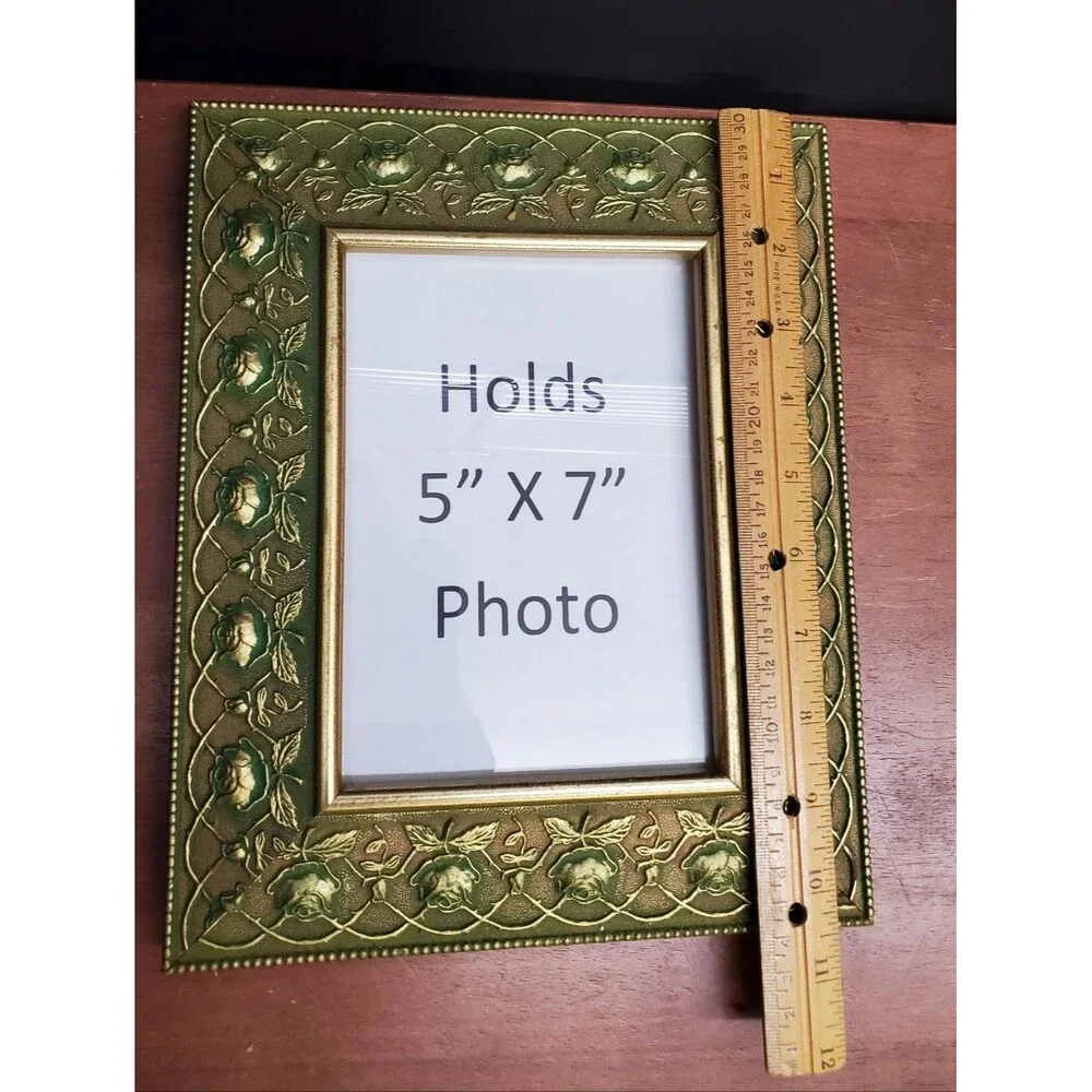 Vintage Decorative Gold and Green Picture Photo Frame 5